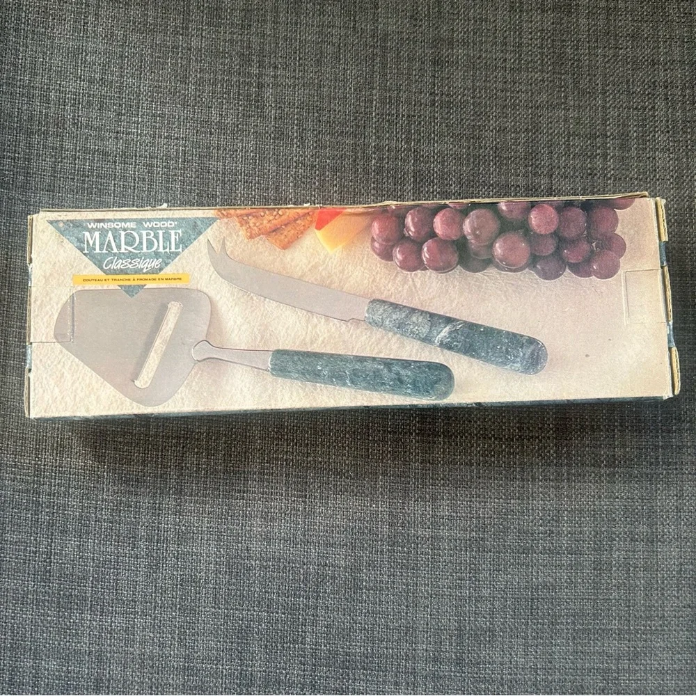 CREATIVE HOME 2pcs Verde Indio Marble Handles Cheese Slicer Cheese Knife#1005251